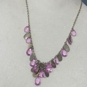 NWOT Elegant Silver and Baby Purple Teardrop Necklace